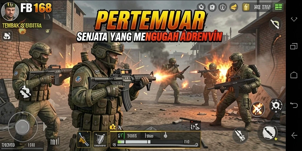 Tampilan antarmuka FB168 yang menarik dan fungsional untuk pertempuran.